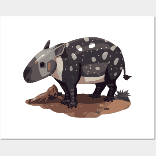 Cute Mountain Tapir Illustration - Adorable Animal Art Posters and Art